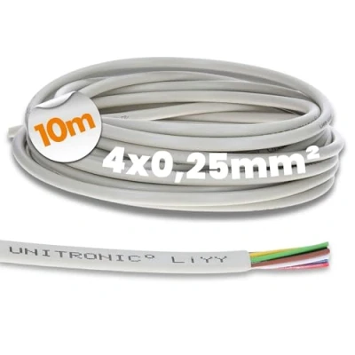 Imagen de Lapp 0028304 UNITRONIC LiYY cable de datos PVC (10 m, 4 x 0,25 mm², soldadura para placa circuito, señal, timbre, alargador LED núcleos)