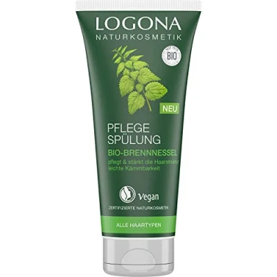 Imagen de LOGONA Naturkosmetik acondicionador de ortiga orgánica, natural para cada cabello, cuidado intensivo cabello suave, peinado mejorado, vegano y sin silicona, 200 ml