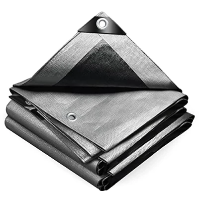 Imagen de VOUNOT Lona Impermeable Exterior 4x6m, Toldo Reforzado PE 240 g/m² Protección contra UV, con Ojales de Acero Inoxidable para Leña, Muebles, Jardín, Piscinia, Vehículos, Gris Negro
