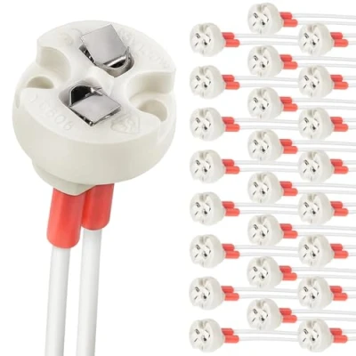 Imagen de DiCUNO 24pcs bi pin Base, G4, G6,35, Gy6,35, GX5.3 MR16, GZ4 MR11, halógena incandescente LED Socket Titular de la lámpara cuerpo cerámica (2 unidades)