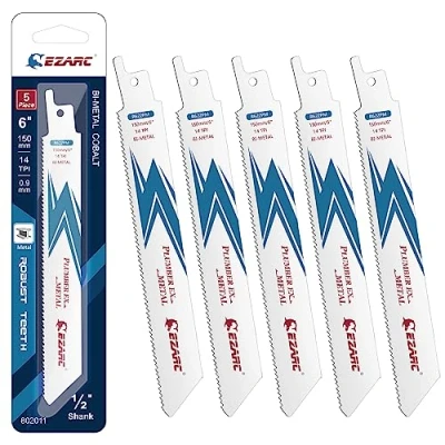 Imagen de EZARC Hojas de sierra sable Bimetálica Cobalt R622PM 150mm 14TPI puede Cortar Metales 5 piezas
