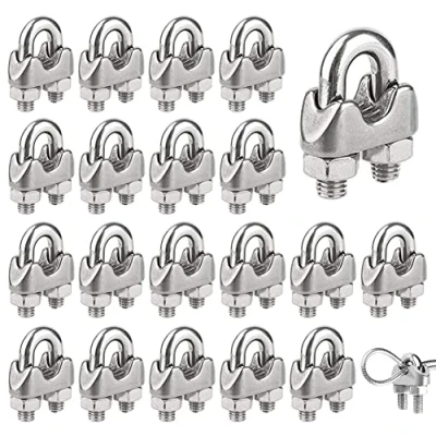 Imagen de 20 Piezas Abrazaderas de Cuerda Cable M3 Clip Alambre Inoxidable 304 Perno En U Sujetacables Acero Wire Rope Clips para 3mm