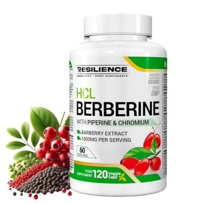 Imagen de Berberina 1000 mg con Pimienta Negra, Extracto de Pura en Cápsulas Veganas, Suplemento Natural para Control Glucosa, Colesterol y Salud Cardiovascular, HCl 120