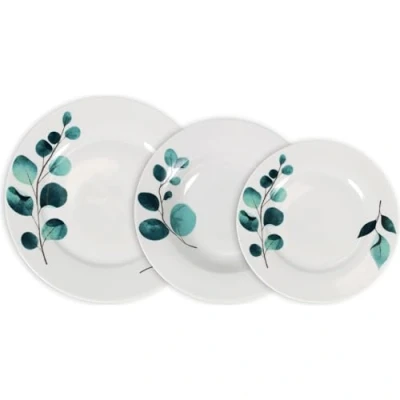 Imagen de La Mediterránea Vajilla Completa 18 Piezas de Vidrio Templado, Incluye 6 Platos Llanos, Hondos y Postre, Colección Detroit