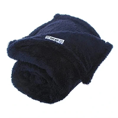 Imagen de manta de forro polar suave y esponjoso para gatos perros, cálida mascotas, lavable a máquina, cama viajes, protege los muebles, azul marino, pequeña, 60 x 80 cm