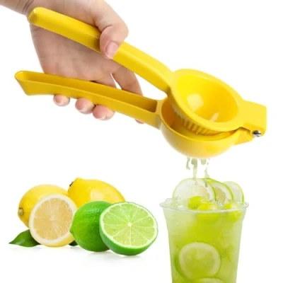 Imagen de JOPHEK Exprimidor Limon Manual, para Cítricos, Acero Inoxidable Prensa de Cítricos Hacer Zumo, Naranjas Manual 7cm Diámetro Cocina, Restaurante (Amarillo)