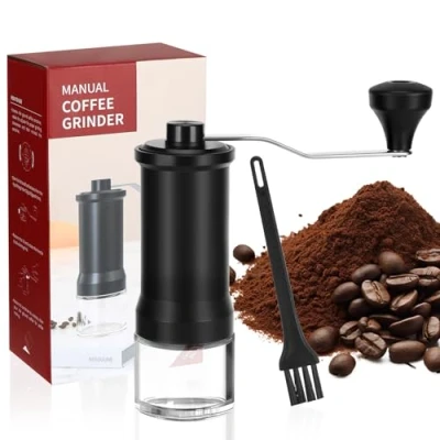Imagen de Ledebouk Molinillo de café Manual, Cafe Coffee Grinder Manual Con Mecanismo Cerámica Alta Precisión Cepillo Limpieza, para Casa y Exteriores