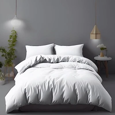 Imagen de LivinEase Funda Nordica 220 x 240 Microfibra Juego de Edredon 220x240 cm y 2 Fundas Almohada 65x65 nórdica Blanco