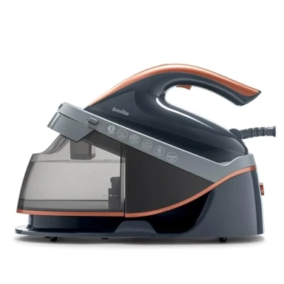 Imagen de BREVILLE VIN411X plancha con generador de vapor, Plastic, Negro y oro rosa