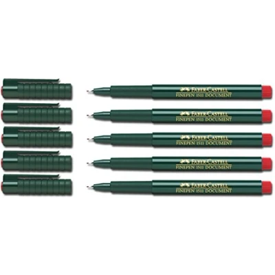 Imagen de Faber Castell Bolígrafo de fibra FINEPEN 1511, 0,4 mm, rojo, 5 Stifte