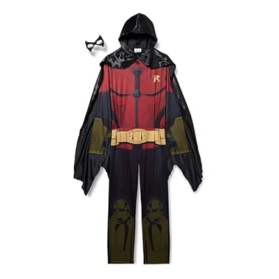 Imagen de Rubies, Disfraz de DC Robin, Arkham City para Hombre, Negro, tamaño XL, Pecho 111,116 cm, Cadera 91,101 Entrepierna 83 cm
