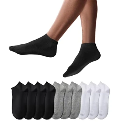 Imagen de YouShow 10 Pares Calcetines Deportivos Tobilleros hombre mujer Cortos Calcetin Algodon 3x Gris + 4x Negro Blanco 35 38