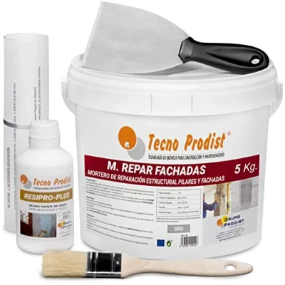 Imagen de M REPAR FACHADAS de Tecno Prodist (5 Kg + Kit) Mortero estructural para reparaciones fachadas, cornisas, pilares... Contiene cemento, áridos y fibras especiales Incluye kit aplicación