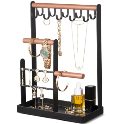 Imagen de Procase Soporte de Joyas, Organizador y Expositor para Collares Pulseras Mascarillas Pendientes Joyero Colgante Negro
