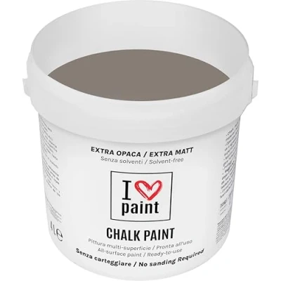 Imagen de I LOVE CHALK PAINT color Topo 4 litros Pintura a la tiza para muebles, paredes y objetos Sin lijado disolventes ni formaldehído decoración efecto base de agua