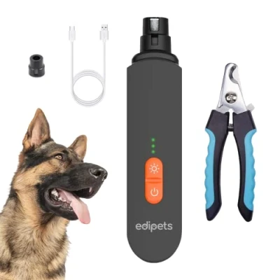 Imagen de Edipets, Lima Uñas Electrica Para Perro Gato + Cortauñas, Set Profesional, Corta Gatitos, Mascotas Perros Gatos Pequeño, Mediano o Grande (Negro)