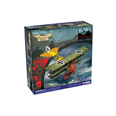 Imagen de Corgi AA38311 Modelo de avión Fundido a presión Fokker DR1 triplano Werner Steinhauser Aviation Archive Escala 1:48, Verde/Amarillo, Color
