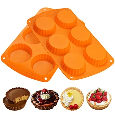 Imagen de webake 2 mini moldes de silicona para tarta, quiche, 7,5 cm, 3 pulgadas
