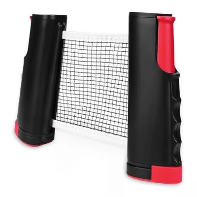 Imagen de Acboor red de ping pong, pong 170 (máx.) x 20 cm, retráctil ajustable, soporte viaje portátil, ideal para tipos mesas (negro y rojo)