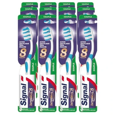 Imagen de Signal Cepillo de dientes integral (8 unidades, tratamiento completo, suave, acción antiplaca, limpieza interdental, prevención las caries, paquete 12 unidades)