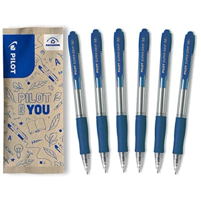 Imagen de Pilot Flowpack 6uds Super Grip Bolígrafo retráctil Azul Punta Media