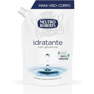 Imagen de Neutro Roberts jabón líquido Ecopouch hidratante con glicerina, recarga ecológica de para las manos, dermatológicamente probado, sin jabón, botella 400 ml