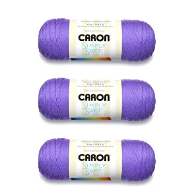 Imagen de Caron Simply Soft Grape Brites Ovillo de lana, paquete 3 unidades 6 onzas, acrílico, 4 medianos (peinado), 315 yardas, tejido/ganchillo