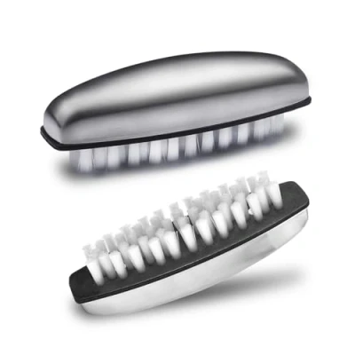 Imagen de UCEC 2 cepillos de uñas acero inoxidable, para limpiar uñas, elimina olores, cepillo fregar duro manos, pies,