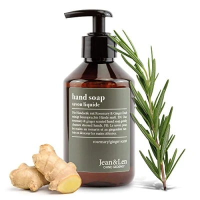 Imagen de Jean &amp; Len jabón de Manos con aroma Romero y Jengibre, limpia cuida, ideal para el uso diario, liquido en botella rellenable, sin parabenos, siliconas ni microplásticos, 250 ml