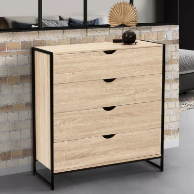 Imagen de IDMarket Cajonera con 4 cajones Detroit 80 cm, diseño industrial