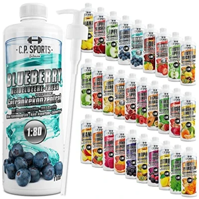 Imagen de C.P. Sports bebida mineral 1:80 + bomba dosificadora, concentrado de bebidas 1, 2, 5, 10 litros, sirope mineral, 20 variedades, vital con carnitina y vitaminas, sin azúcar (1 litro)