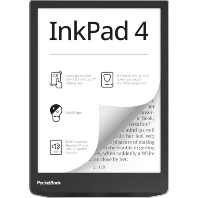 Imagen de eBook Pocketbook Inkpad 4, 7.8 &quot; E Ink Carta™ 1200, 32 GB, Audiolibro, SMARTlight, Wifi, IPX8, Bluetooth®, Negro
