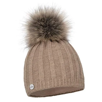 Imagen de EliMeli Gorro de invierno para mujer con pompón pelo sintético gorros pompon