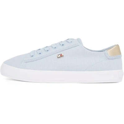 Imagen de Tommy Hilfiger Sneaker con Suela Vulcanizada Mujer Canvas Lace Up Elegante, Azul (Breezy Blue), 38