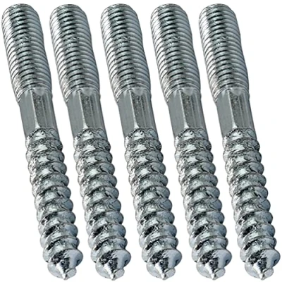 Imagen de AERZETIX C44778 Juego de 5 Tornillo doble rosca espárrago punta atornillar metal/madera con o sin taco Ø8x70mm acero galvanizado color plata