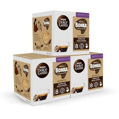 Imagen de NESCAFÉ Dolce Gusto Bonka Ristretto, 48 cápsulas, Intensidad 8, Café Arábica y Robusta (3 pack x 16)