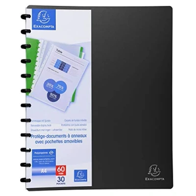 Imagen de Exacompta 86351E Carpeta de 30 fundas con anillas, A4, color negro