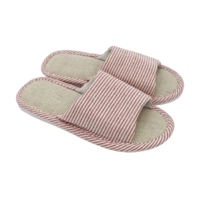 Imagen de AioTio Mujeres y Hombres Zapatillas de Punta Lino algodón con luz Suave Abierta casa cómodas Transpirables Antideslizantes para Interiores Exteriores(36/37 EU,Rojo)