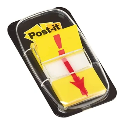 Imagen de Post it Index amarillo con símbolo EXCLAMACIÓN. Dispensador std 1x50