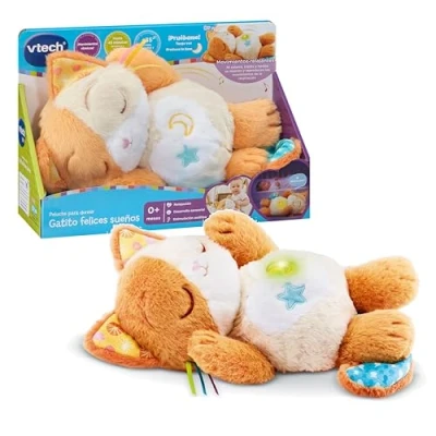 Imagen de VTech Peluche para Dormir Gatito Felices Sueños, Regalo bebés +0 Meses, Musical, Movimientos relajantes, Iluminación Suave, Nanas, Sonidos y melodías, Versión ESP