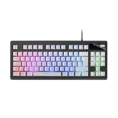 Imagen de Mars Gaming MKAXWPT Teclado Compacto TKL H Mech, Iluminación RGB 9 Efectos, Reposamuñecas Gel, Blanco, Idioma Portugués