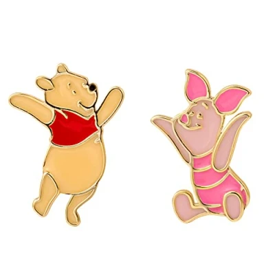 Imagen de Disney Winnie The Pooh and Piglet Sterling Silver Mismatched Stud Earrings, Officially Licensed