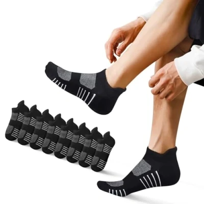 Imagen de EKSHER Calcetines Tobilleros Hombre Negros 8 Pares Antiampollas Antideslizantes Trekking Algodon Mujer