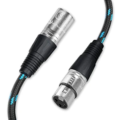Imagen de Ultra HDTV Cable Para Micrófono XLR Macho a Hembra Premium de Nylon Trenzado con Conector 3 Pines Micro, Cámara, Amplificador, Mesa Mezclas Grabación Profesional 0,5m