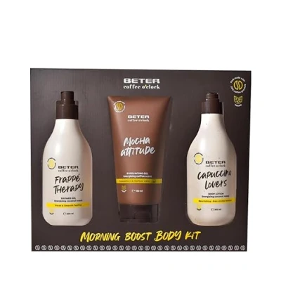 Imagen de Beter Set Cuidado Corporal Coffee O’clock, de Ducha 3 Piezas con Gel Baño, Loción y Exfoliante, Aroma a Café Coco, baño para mujer, Fórmulas Veganas, Regalo