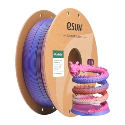 Imagen de eSUN Filamento PLA Arco Iris Mate 1.75mm, Multicolor Mate, Carrete de 1KG (2.2 LBS) Cambia Gradiente para Impresoras 3D,Caramelo Fruta
