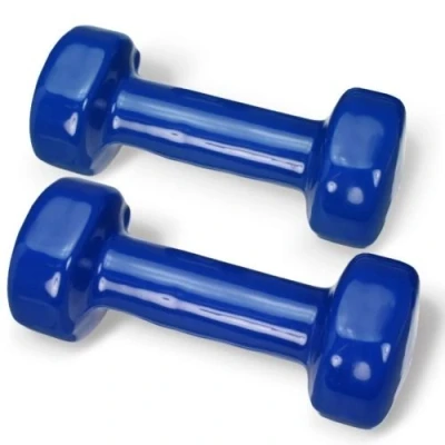Imagen de kairui 2X mancuernas pesas de 2kg cubierta en vinilo suave ejercicio gimnasia (azul)