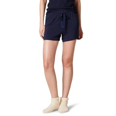 Imagen de Amazon Essentials Pantalón Corto de Pijama Rizo Ligero Mujer, Azul Marino, XL