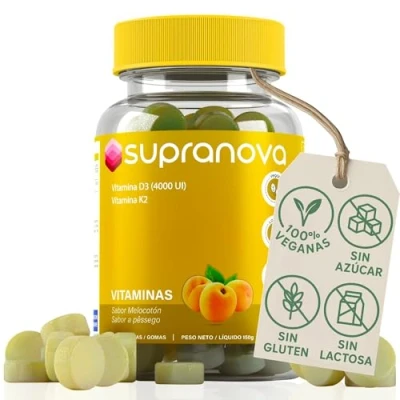 Imagen de Gominolas vitamina d3 y k2 (4000UI) (60 Gummies Sin AZUCAR). Gominola con para una mejor salud ósea, circulatoria e inmunológica. gluten 100% veganas. multivitaminas