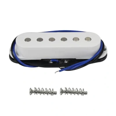 Imagen de FLEOR pastilla Alnico 5 de bobina simple Poste plano intermedia para guitarra eléctrica ST SQ, blanca